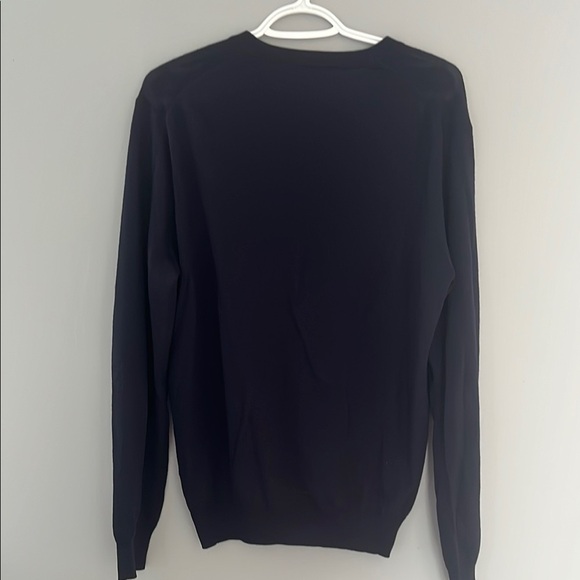 Men's Dark Blue V-Neck Sweater - Picture 7 of 7